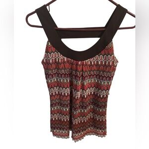 BCX Black and Red Asymmetrical Pleated Tank Top